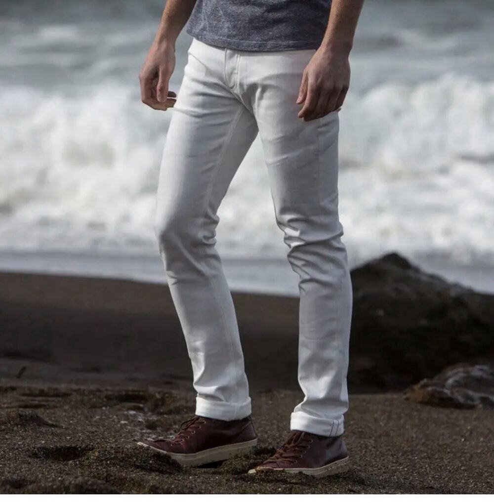 Gustin # 349 Japan Concrete Selvedge Skinny Jeans in a Ivory White Size 33x33